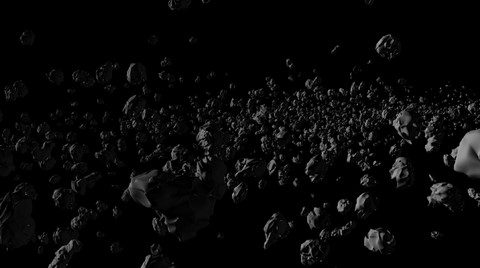 Recreación artística del cinturón de asteroides